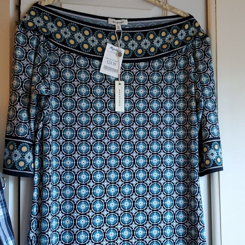 Max Studio Teal & Yellow Dress